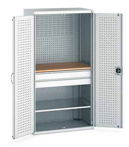 Bott1050mm Wide Industrial Tool Cupboards Cupboard 1050Wx650Dx2000mmH - 1 Worktop, 1 Shelf & 2 Drawers